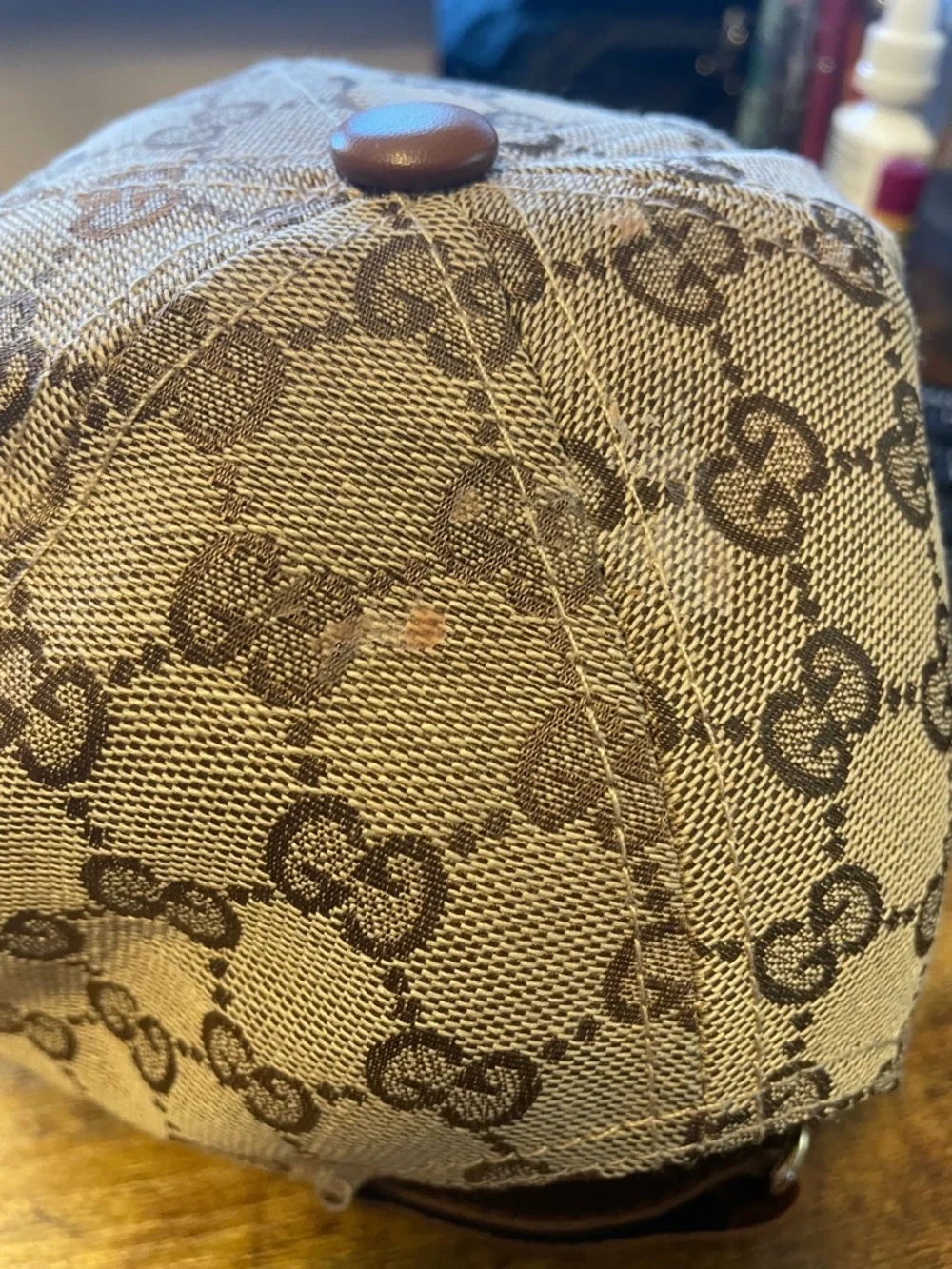 Gucci Brown GG Monogram Baseball Cap with Green-Red Web - Picture 4 of 5